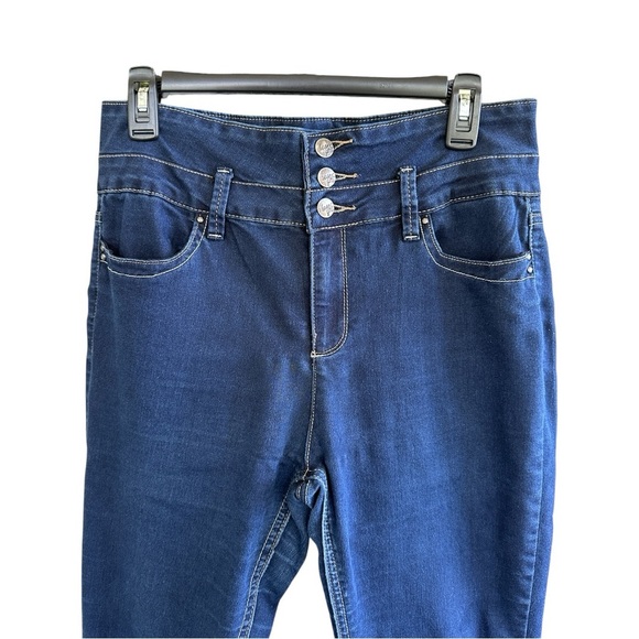 YMI, SLIM-HER JEANS. DARK BLUE DENIM, MID-RISE, 3-BUTTON STYLE. SIZE 13 - Picture 2 of 7